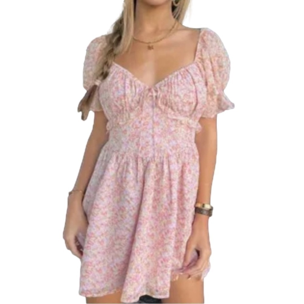Isabelle's Cabinet sky to moon Pink And Orange Floral
Mini Dress Medium